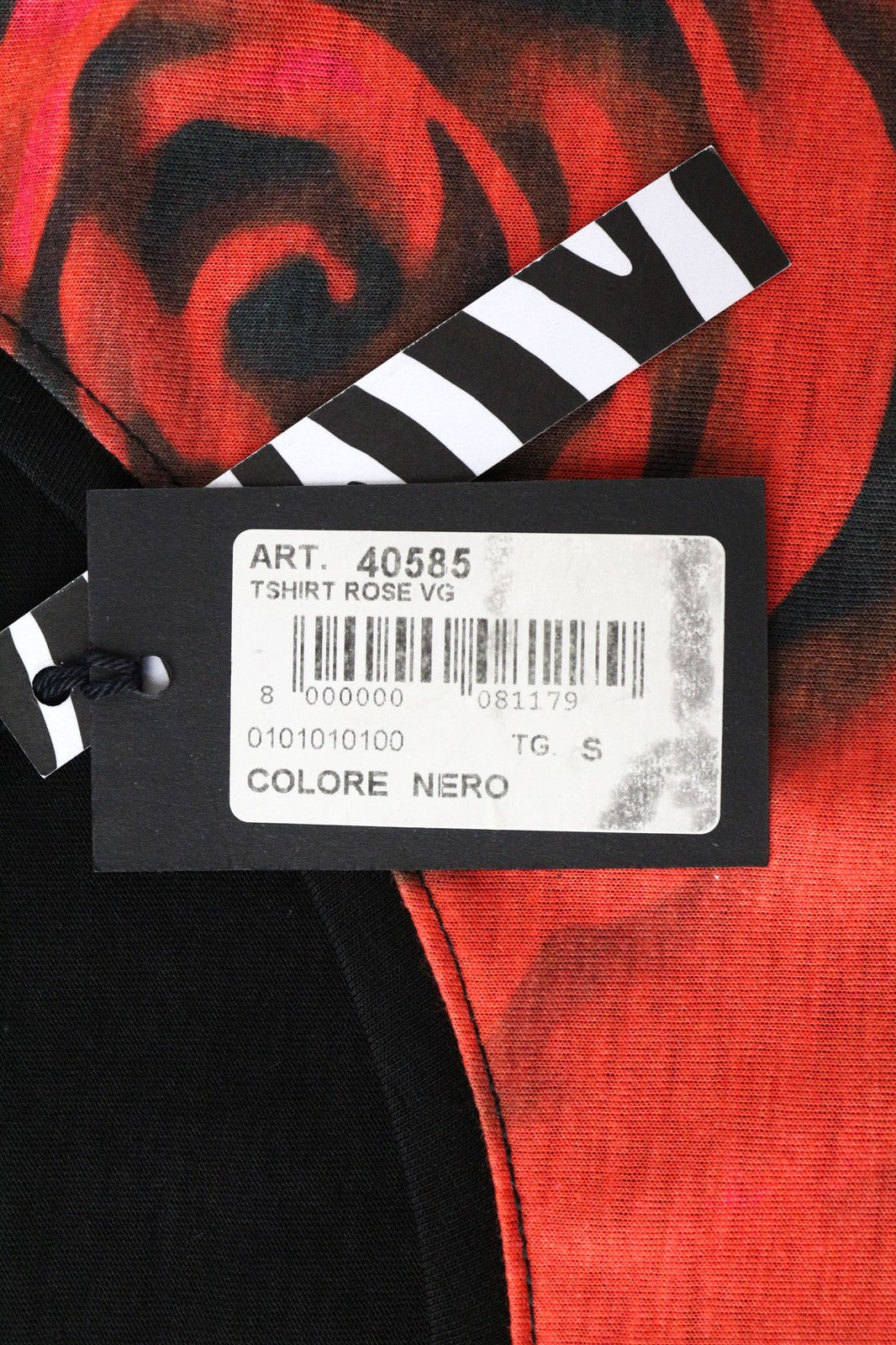 VKING Men's T-Shirt S Red Black Pure Cotton Roses Graphic Tee Short Sleeve