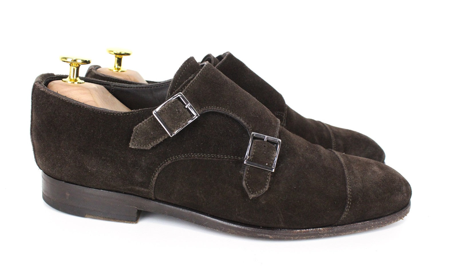 SUITSUPPLY Men Formal Shoes EU39.5 Brown Leather Suede Double-Buckled Classic