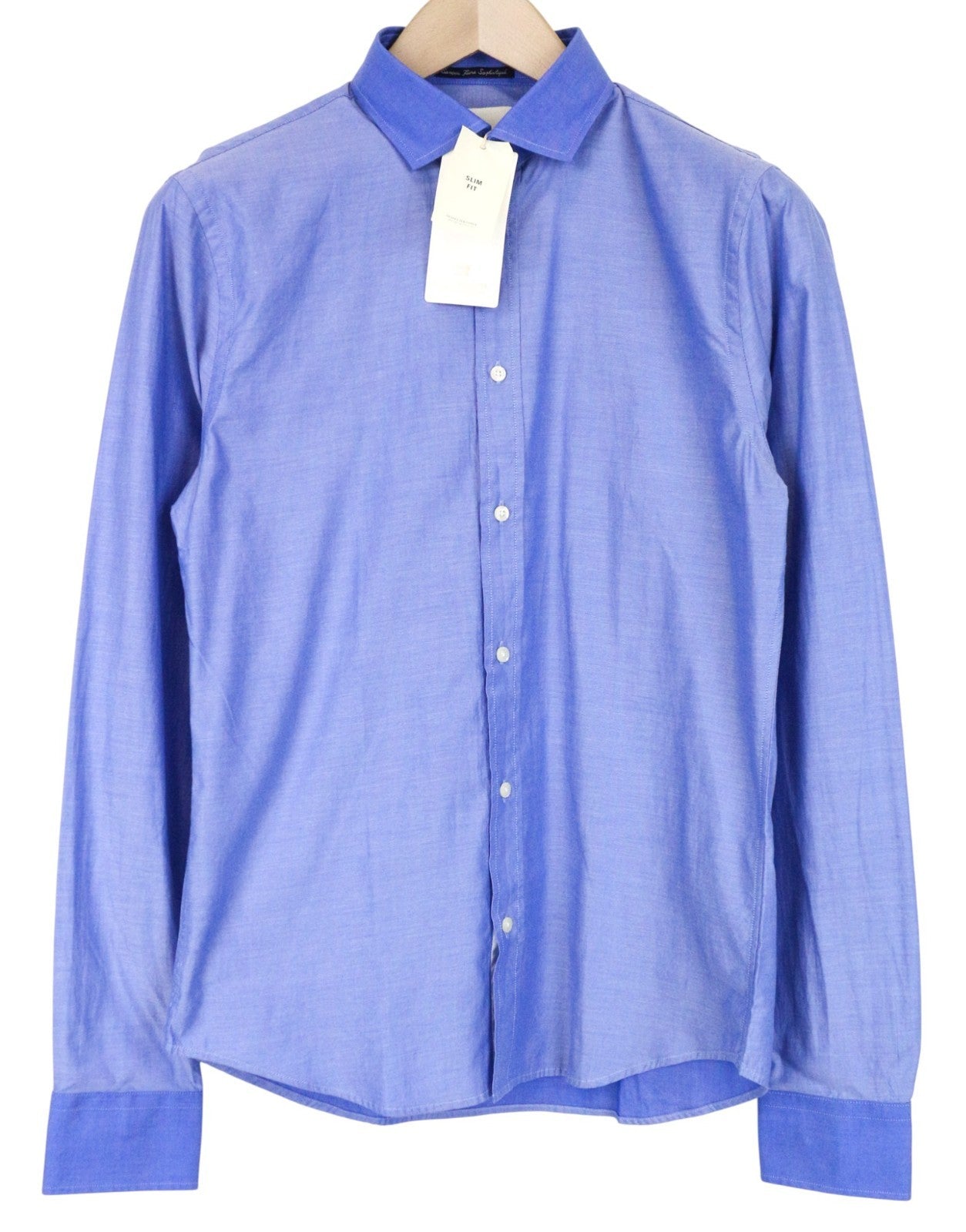 SCOTCH &amp; SODA Ams Couture vyriški marškinėliai S, ploni, mėlyni, medvilniniai, ilgomis rankovėmis su sagomis