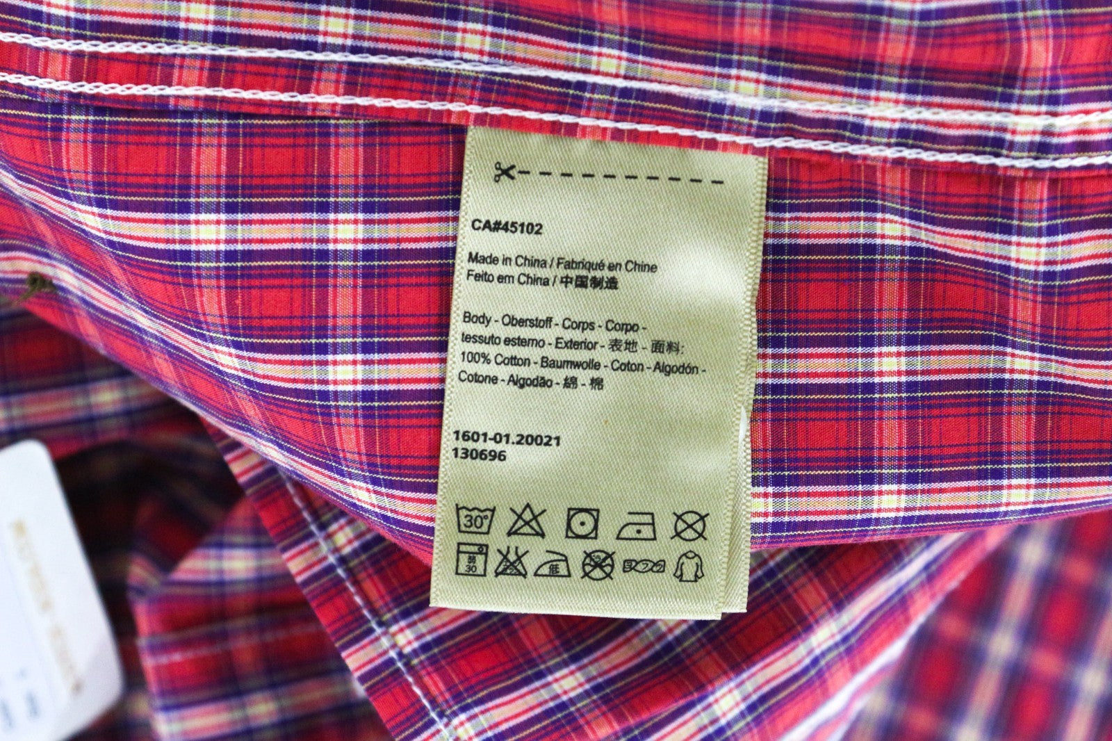 SCOTCH & SODA Men Shirt L Red Tartan Check Print Classic Melange Pure Cotton