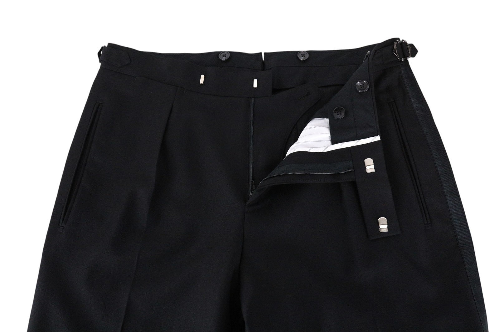 SUITSUPPLY La Spalla Men Suit UK30R Black Slim 2-Piece Pure Wool Tuxedo Twill