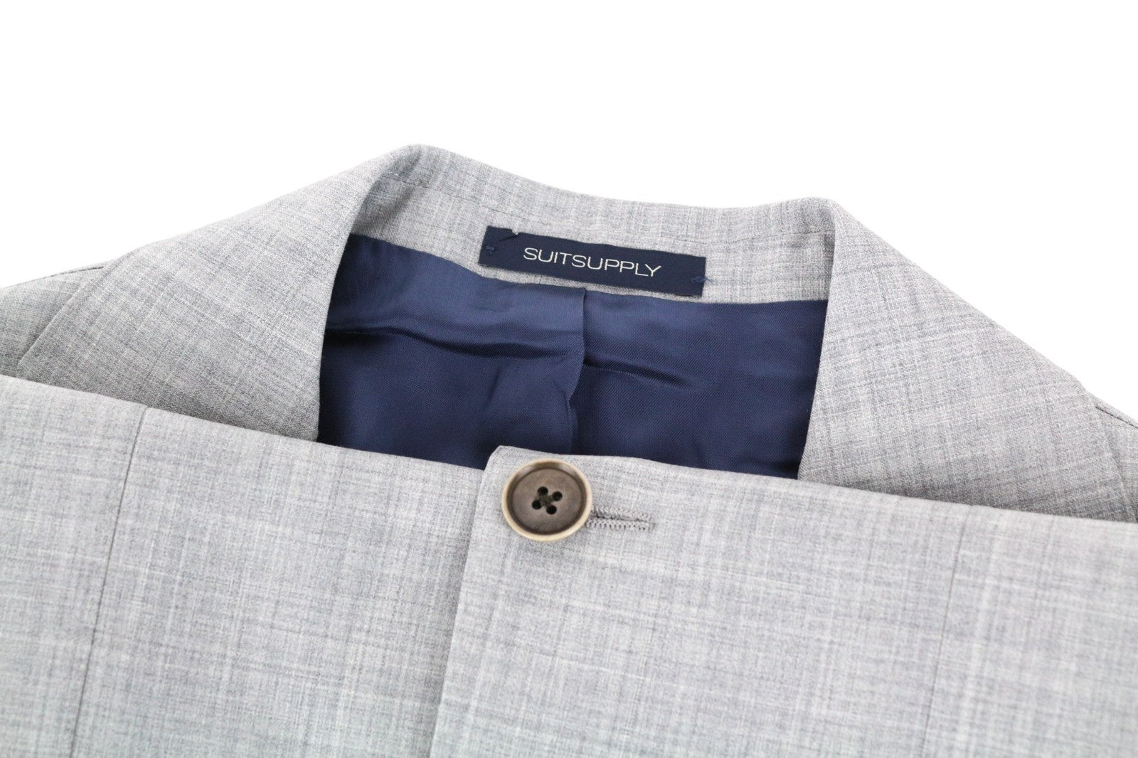 SUITSUPPLY La Spalla Men Suit UK30R Light Grey Slim 2-Piece Melange Wool S120s