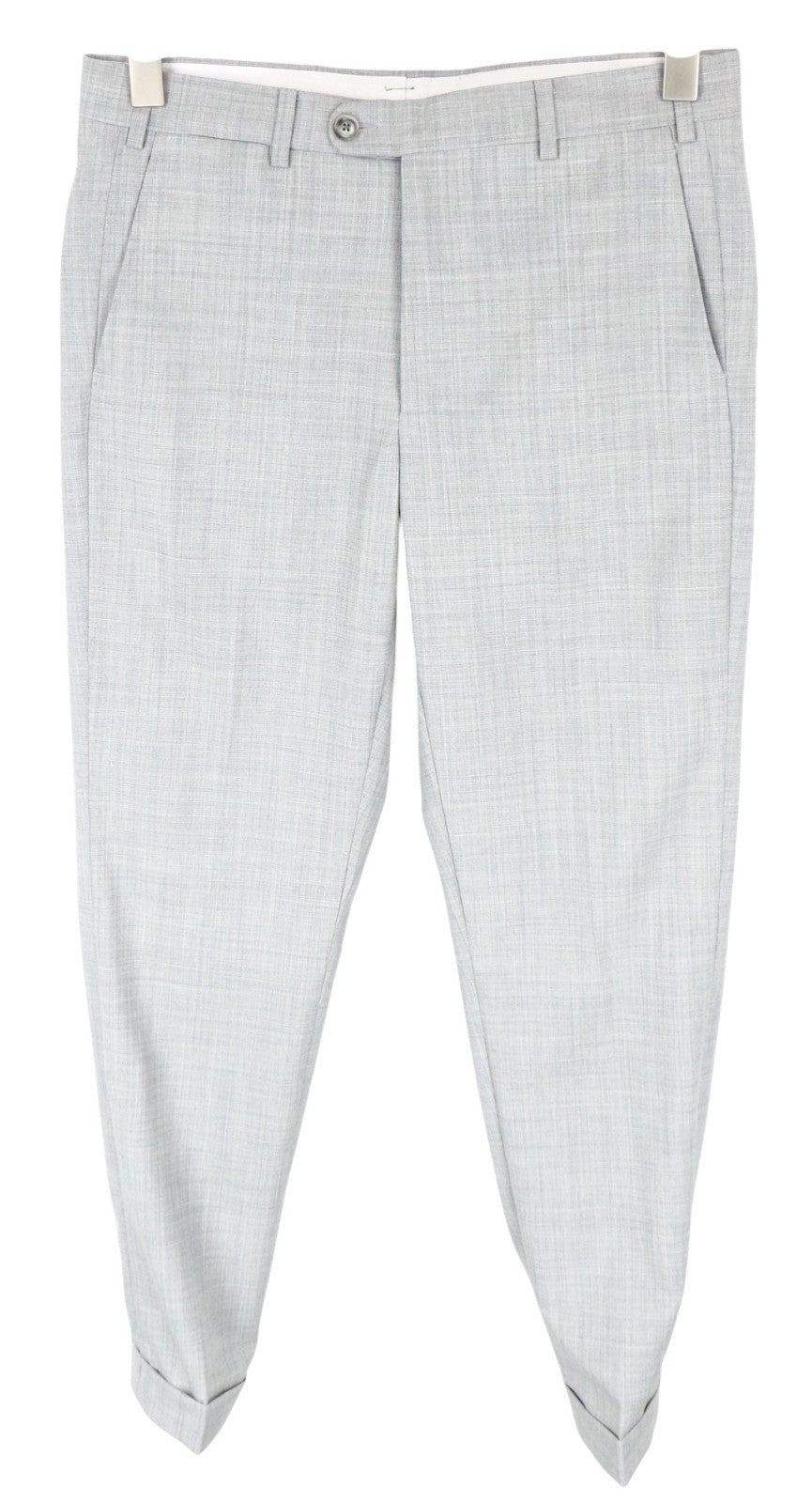 SUITSUPPLY La Spalla Men Suit UK30R Light Grey Slim 2-Piece Melange Wool S120s