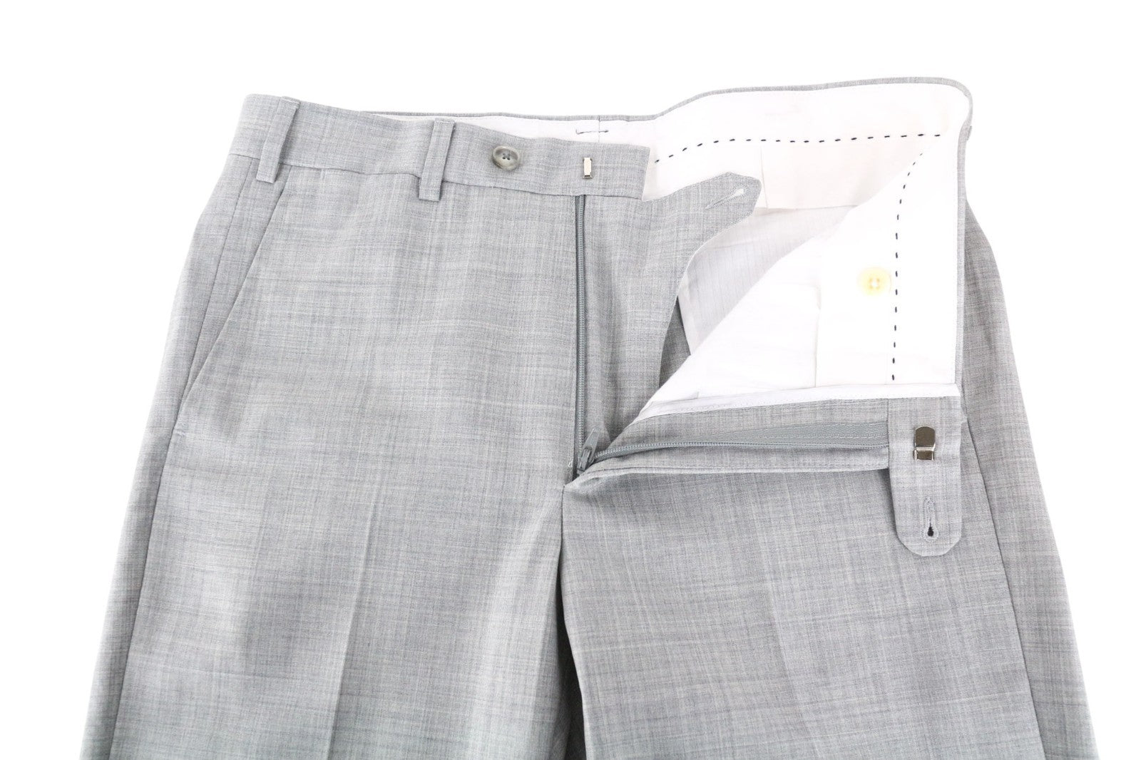 SUITSUPPLY La Spalla Men Suit UK30R Light Grey Slim 2-Piece Melange Wool S120s