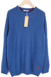 HARMONT &amp; BLAINE JEANS vyriškas megztinis su mėlyna vilnos mišinio megzti ilgomis rankovėmis, 2XL dydis 