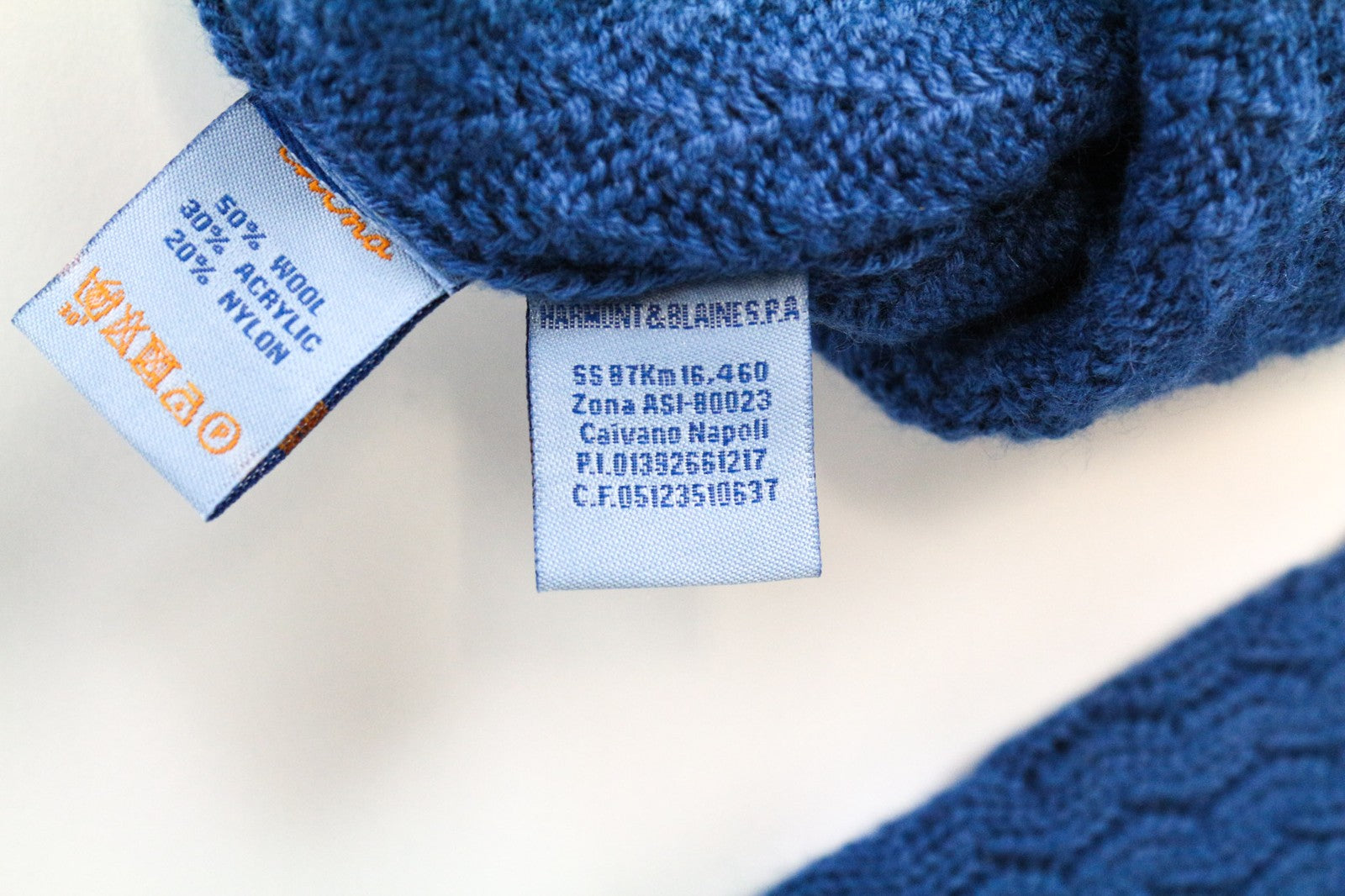 HARMONT &amp; BLAINE JEANS vyriškas megztinis su mėlyna vilnos mišinio megzti ilgomis rankovėmis, 2XL dydis 