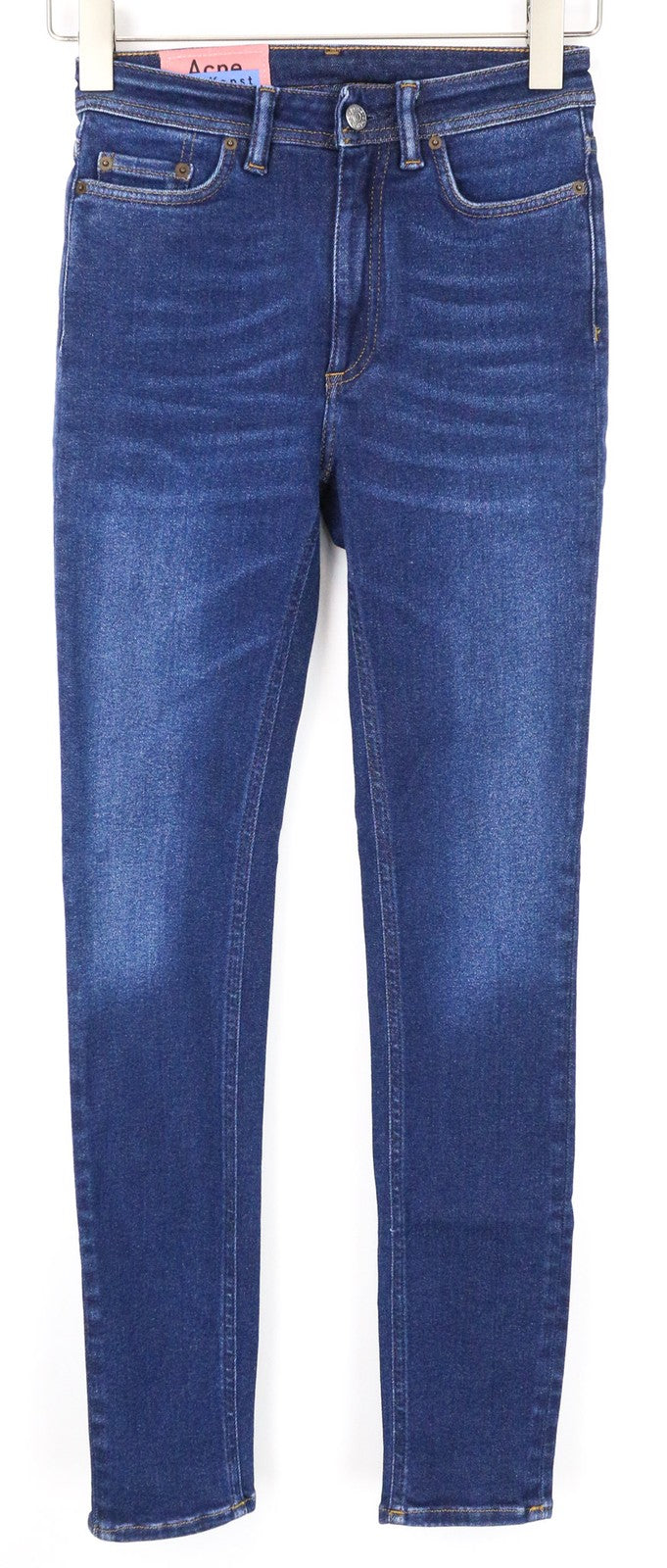 ACNE STUDIOS Peg Women Jeans W24/L32 Skinny Fit Washed Blue Cotton Stretch