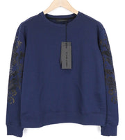 FRANKIE MORELLO Rica moteriškas džemperis S dydžio tamsiai mėlynas medvilninis megztinis ilgomis rankovėmis 