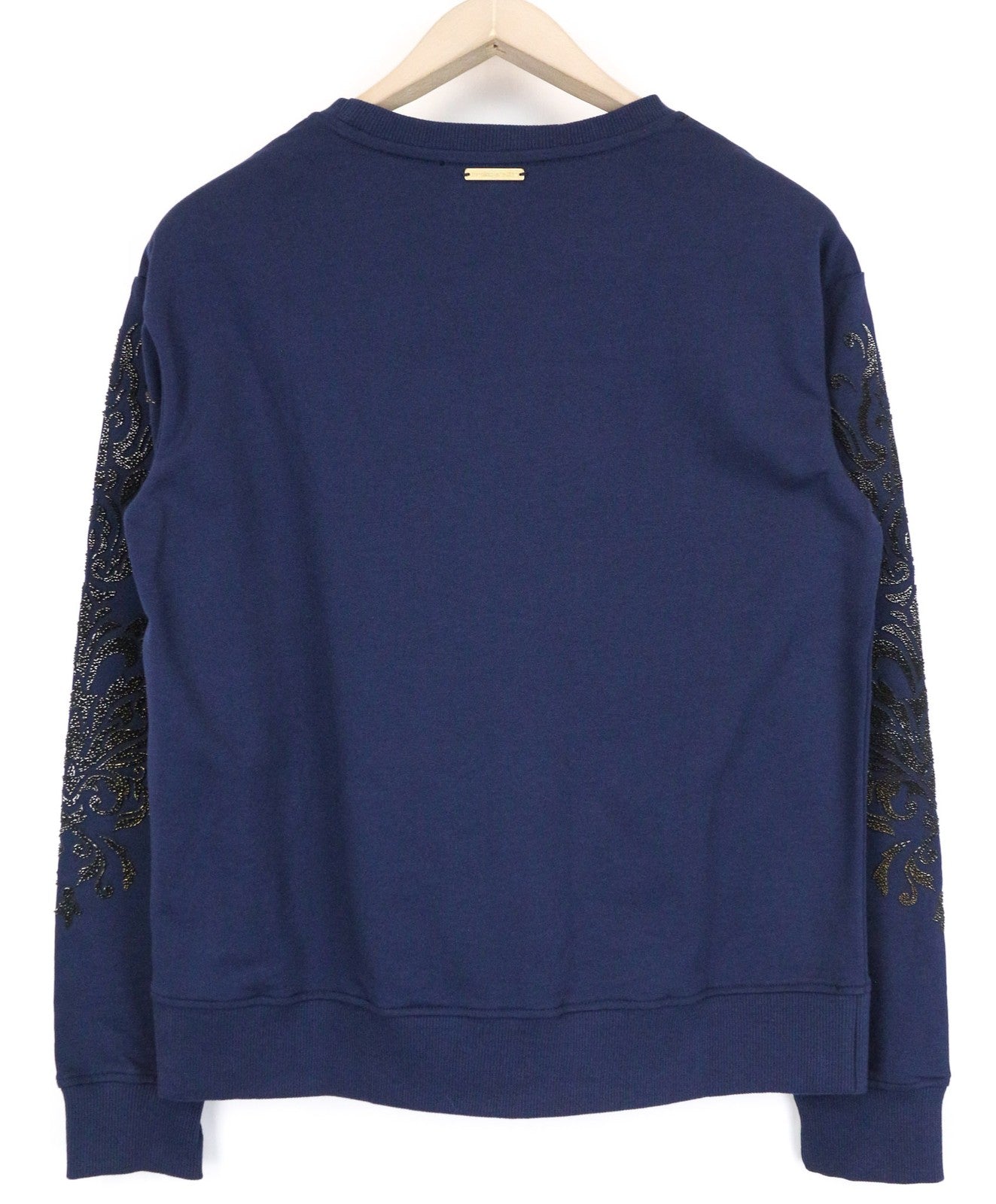 FRANKIE MORELLO Rica moteriškas džemperis S dydžio tamsiai mėlynas medvilninis megztinis ilgomis rankovėmis 