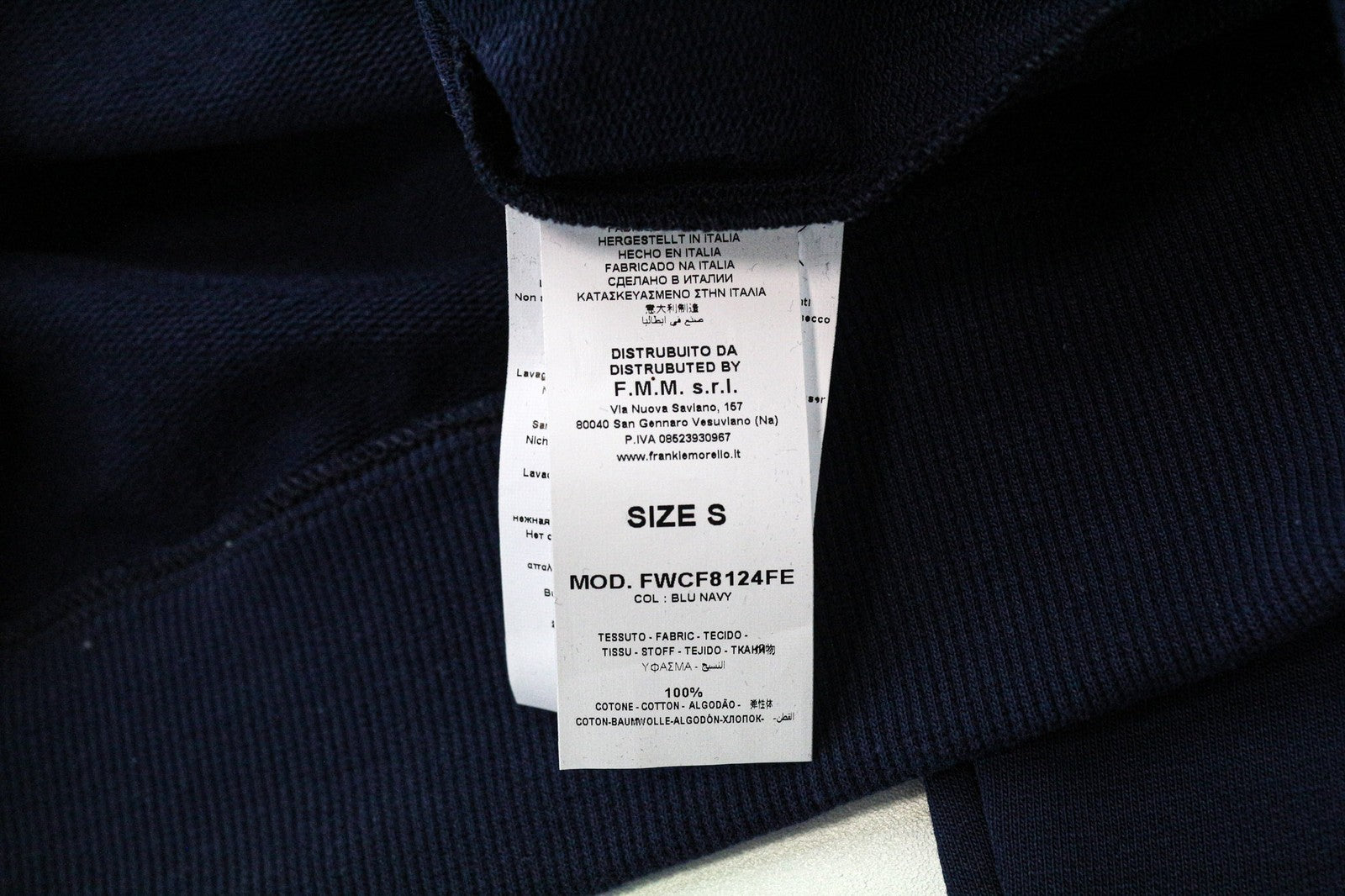 FRANKIE MORELLO Rica moteriškas džemperis S dydžio tamsiai mėlynas medvilninis megztinis ilgomis rankovėmis 