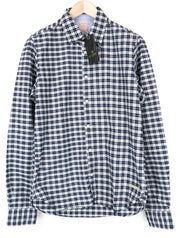 SCOTCH & SODA Ams Couture Men Shirt M Blue White Checked Long Sleeve Cotton