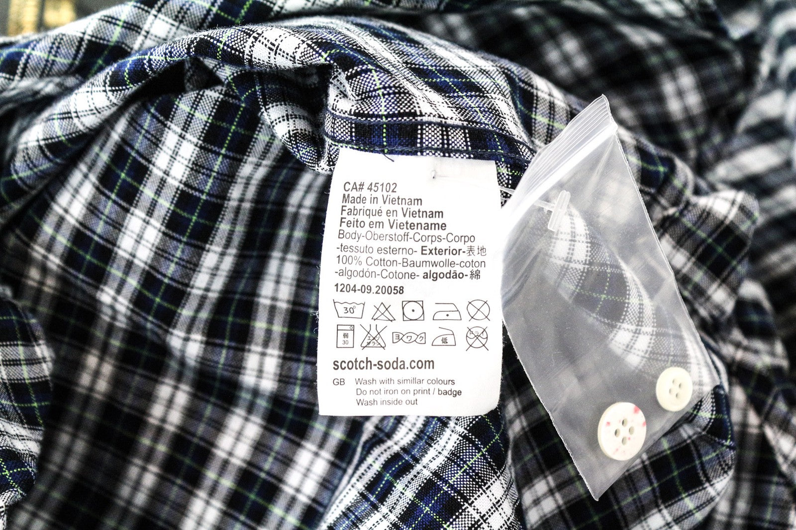 SCOTCH & SODA Ams Couture Men Shirt M Blue White Checked Long Sleeve Cotton