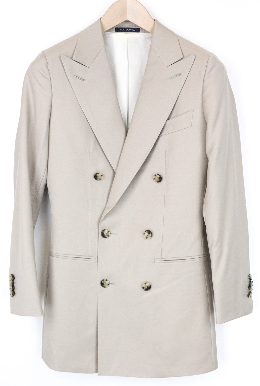 SUITSUPPLY La Spalla Men Blazer UK30R Light Brown Pure Wool Double-Breasted