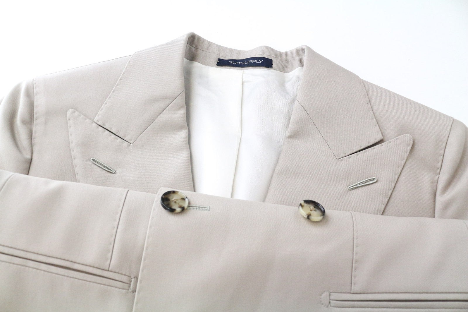 SUITSUPPLY La Spalla Men Blazer UK30R Light Brown Pure Wool Double-Breasted