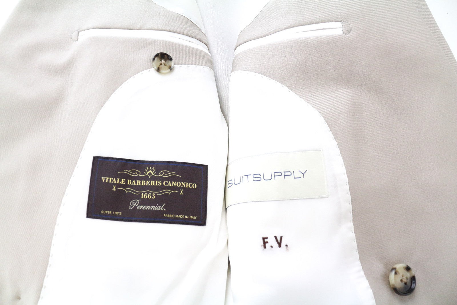 SUITSUPPLY La Spalla Men Blazer UK30R Light Brown Pure Wool Double-Breasted