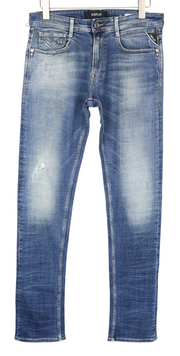 REPLAY Rob Men Jeans W30/L34 Straight Tapered Fit Washed Blue Cotton Stretch