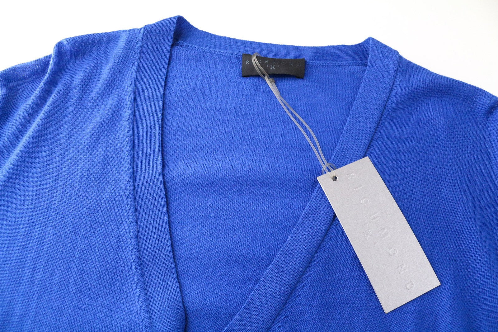 RICHMOND Men's Cardigan 50 Blue Pure Wool Casual Knit Long Sleeve Sweater