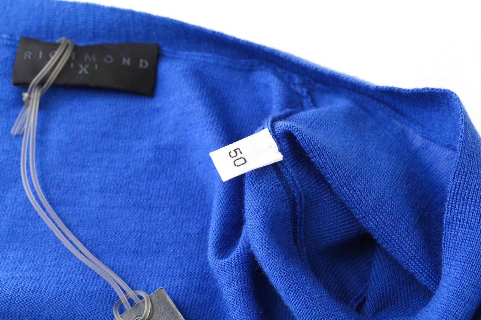 RICHMOND Men's Cardigan 50 Blue Pure Wool Casual Knit Long Sleeve Sweater