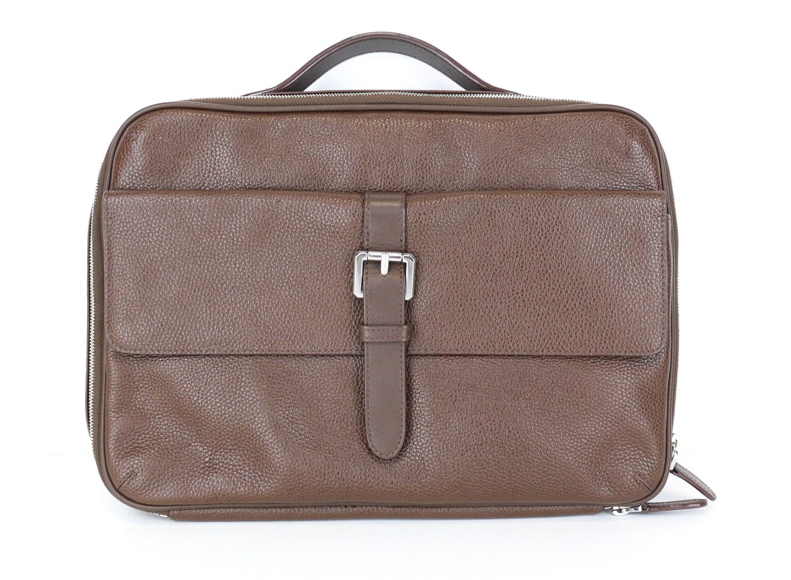 SUITSUPPLY Men Bag OS Brown Genuine Leather Office Computer Case Pocketed