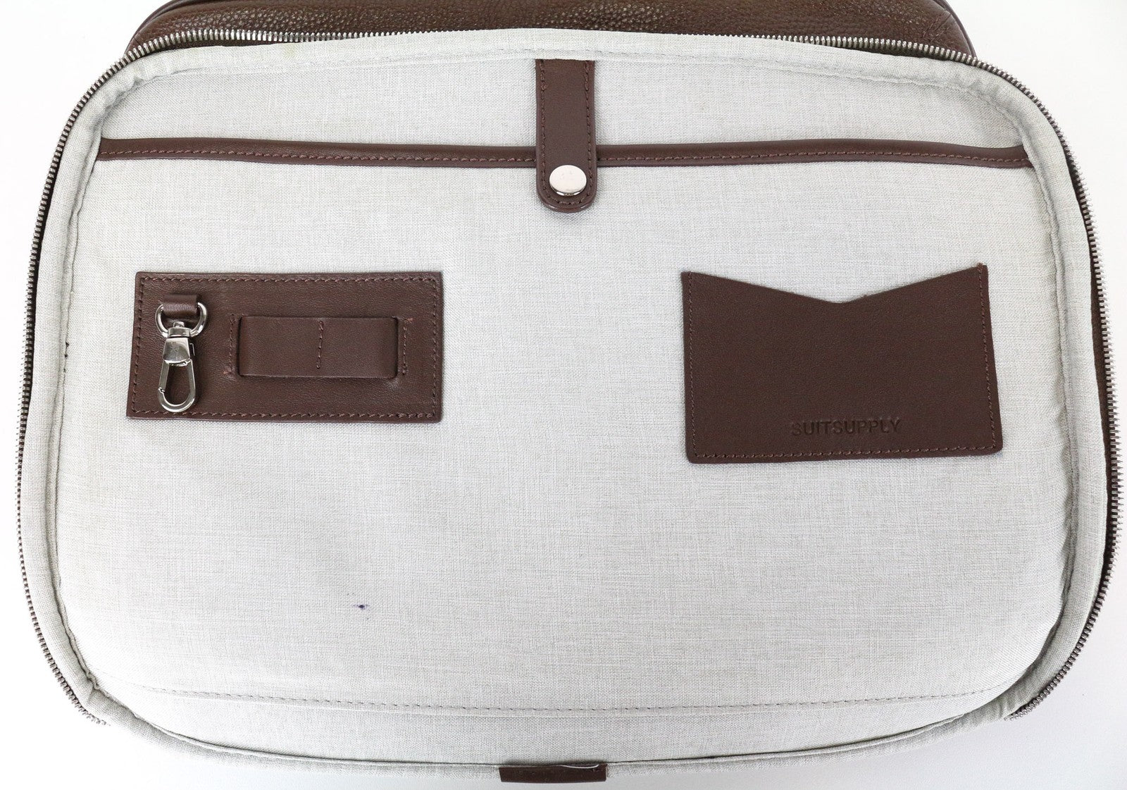 SUITSUPPLY Men Bag OS Brown Genuine Leather Office Computer Case Pocketed