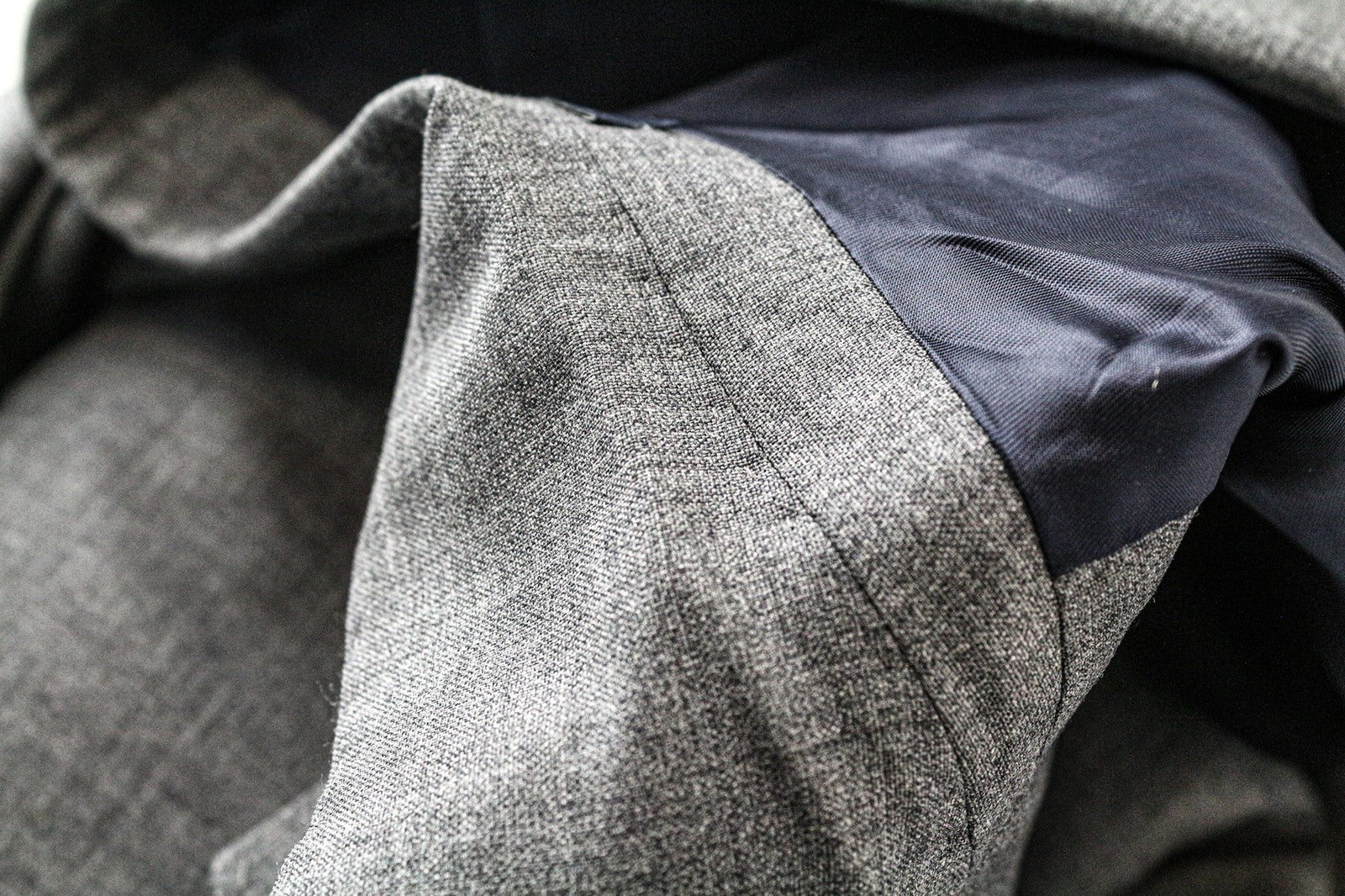 SUITSUPPLY La Spalla Men Blazer UK30R Super S120s Wool Mid Grey Melange Slim