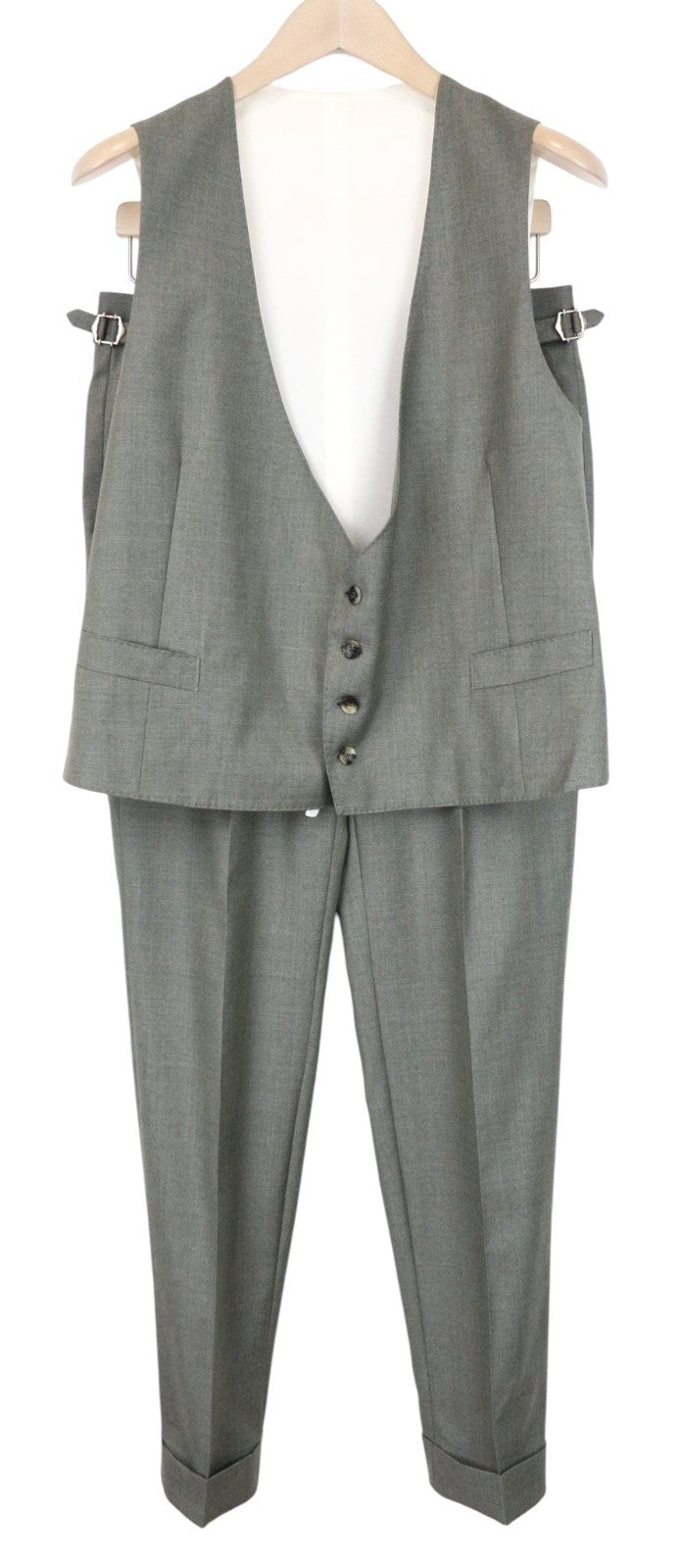 SUITSUPPLY Ferrara Men Suit UK36R Trousers Waistcoat Pure Wool Green 2 Piece