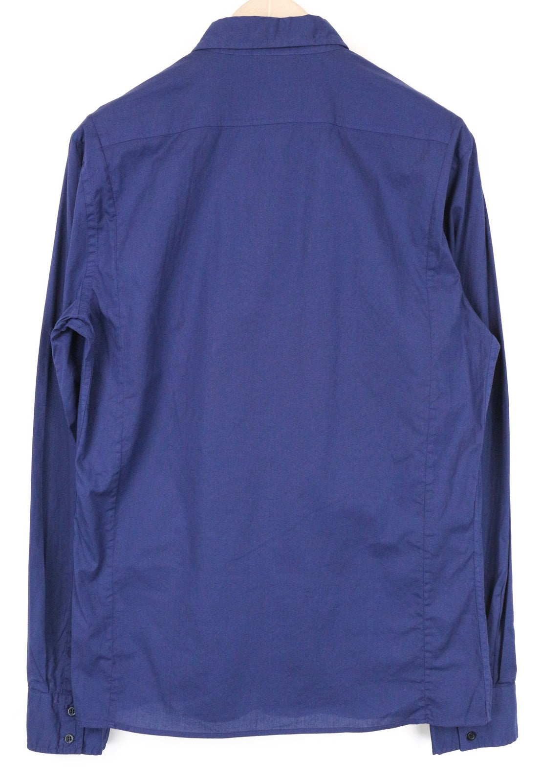RICHMOND Men Shirt L Blue Cotton Stretch Long Sleeved Logo Pocketed
