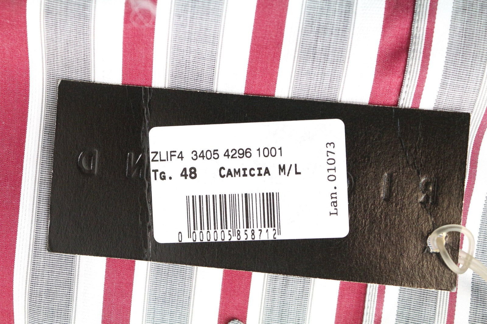RICHMOND Men Shirt 48 M Grey Red Striped Button-Up Long Sleeve Pure Cotton