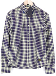 SCOTCH & SODA Ams Couture Men Shirt S Blue Pure Cotton Checked Long Sleeved