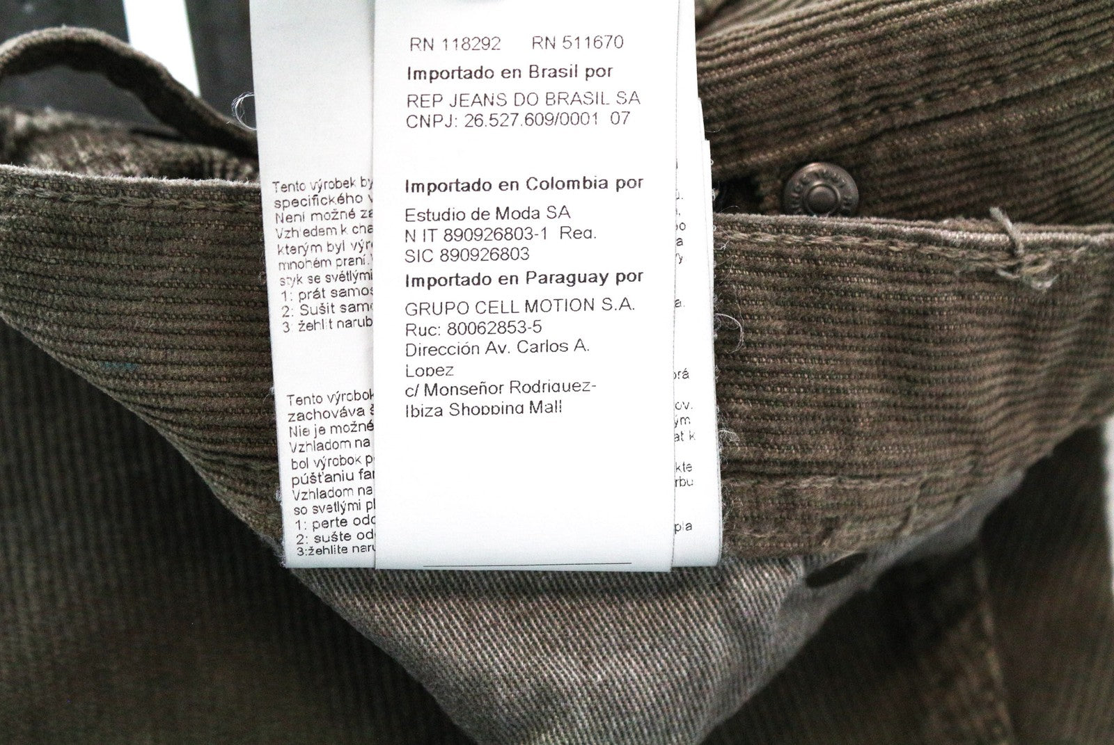 REPLAY Grover Men Trousers W29/L34 Straight Fit Brown Cotton Stretch Corduroy