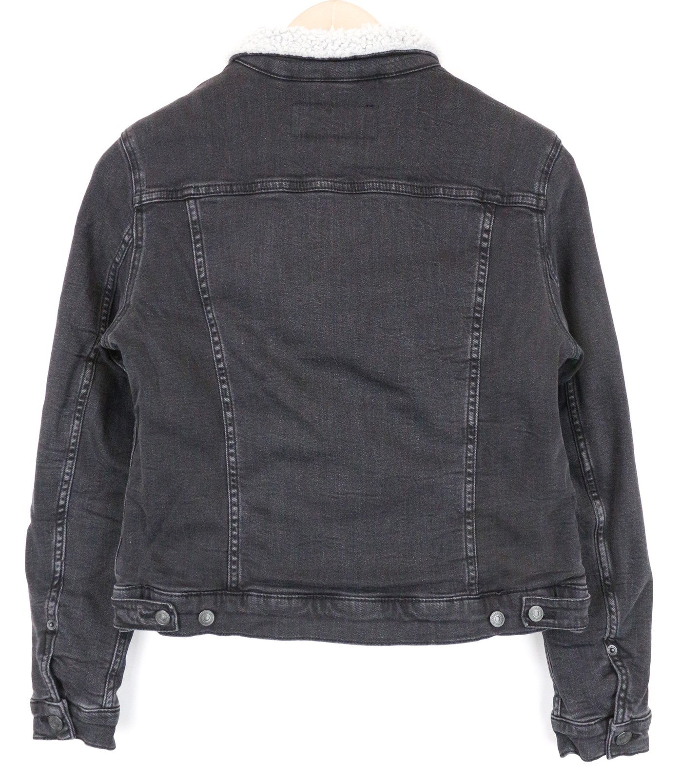 REPLAY Women Jacket S Lined Grey Cotton Stretch Denim Cropped Single-Breasted