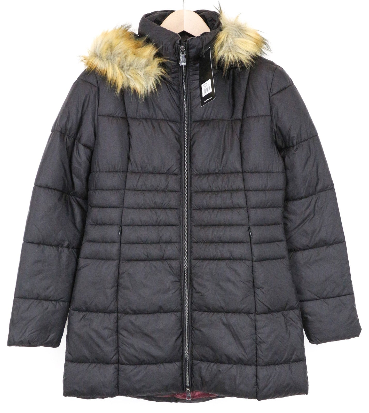 TUCANO URBANO Furbet Women Jacket M Black Thermal Padded Faux Fur Hooded Lined