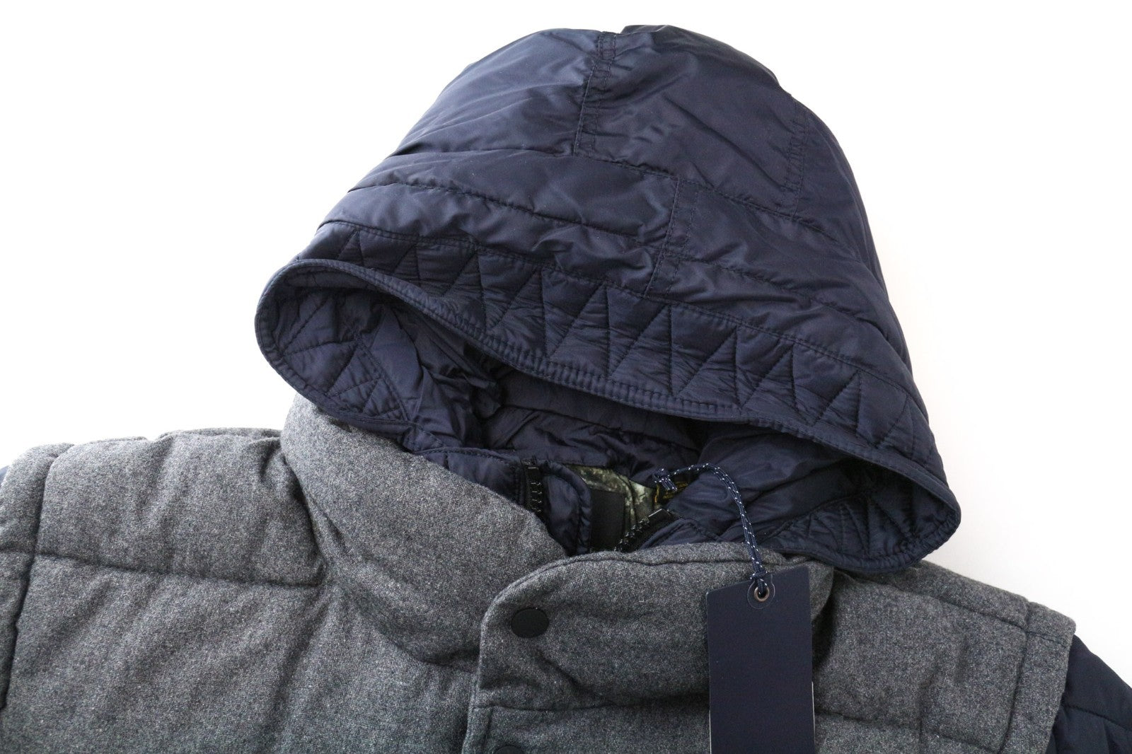SCOTCH & SODA Ams Couture Men Jacket 2XL Grey Blue Wool Blend Hooded 2in1 Gilet