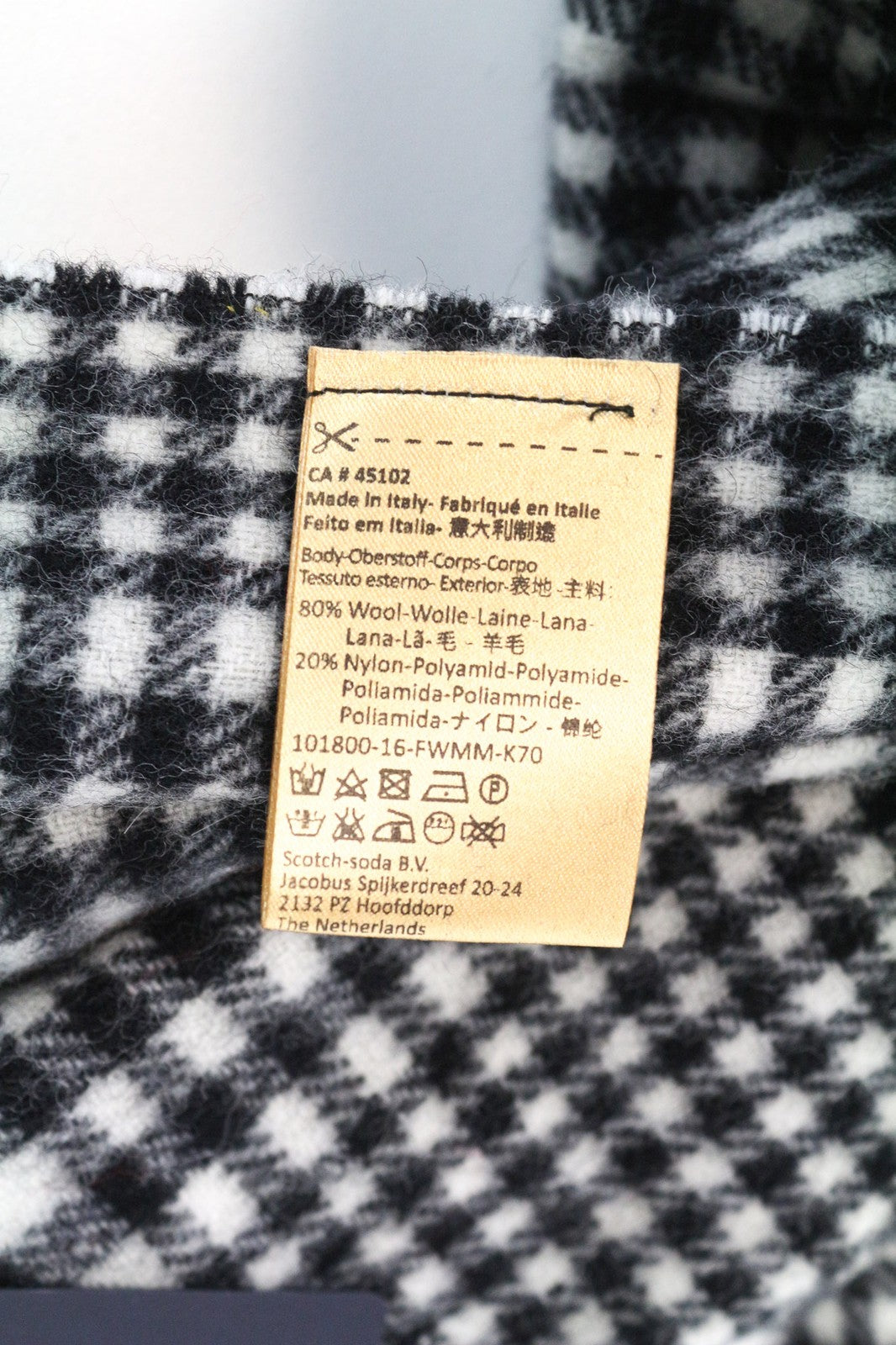SCOTCH & SODA Ams Couture Men Scarf OS White Black Tassels Patterned Wool Blend