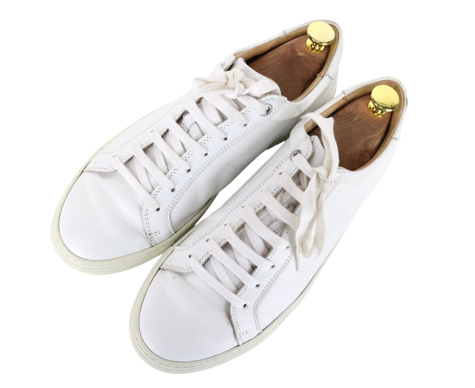 SUITSUPPLY Men Trainers EU41 White Genuine Leather Laced Low-Top Sneakers