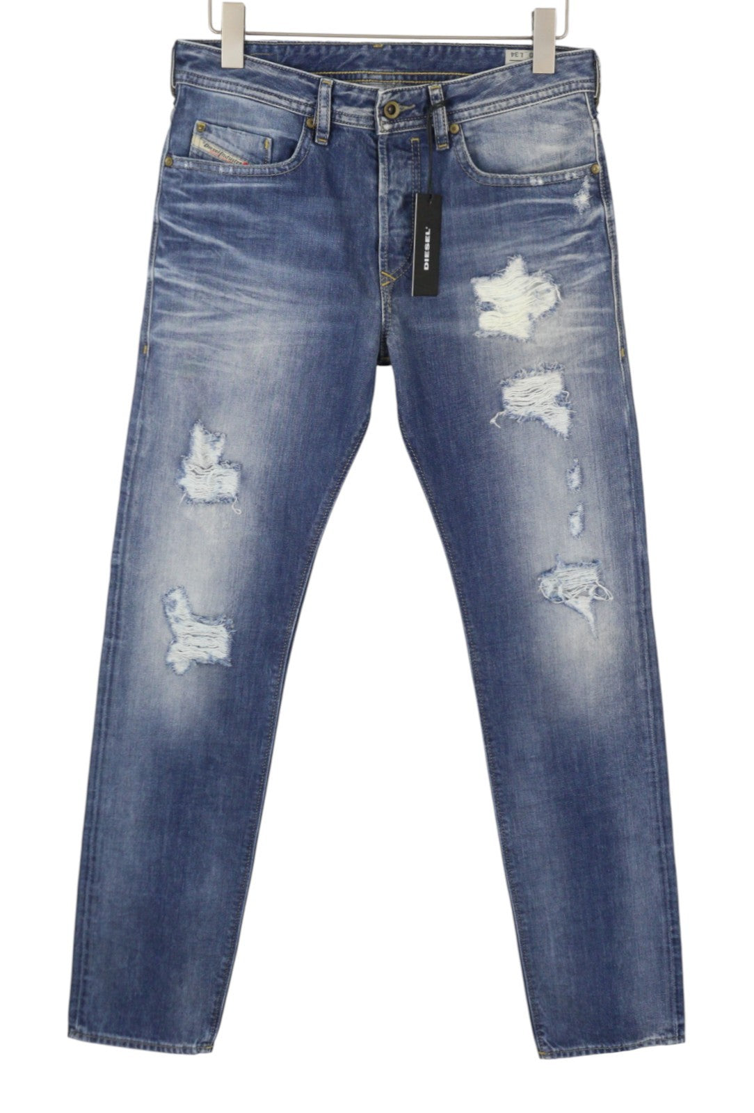 DIESEL Buster 0848I Men's Jeans W30/L34 Blue Worn Slim Tapered Distress