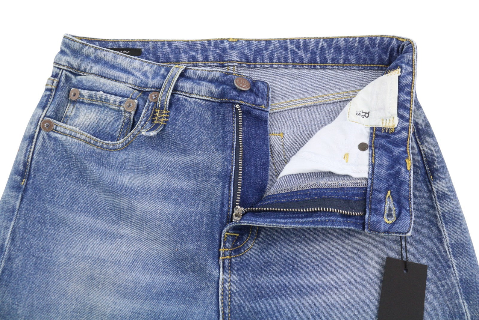 R13 Kick Fit Women's Jeans 28 Jasper Stretch Faded Cropped Blue PS26