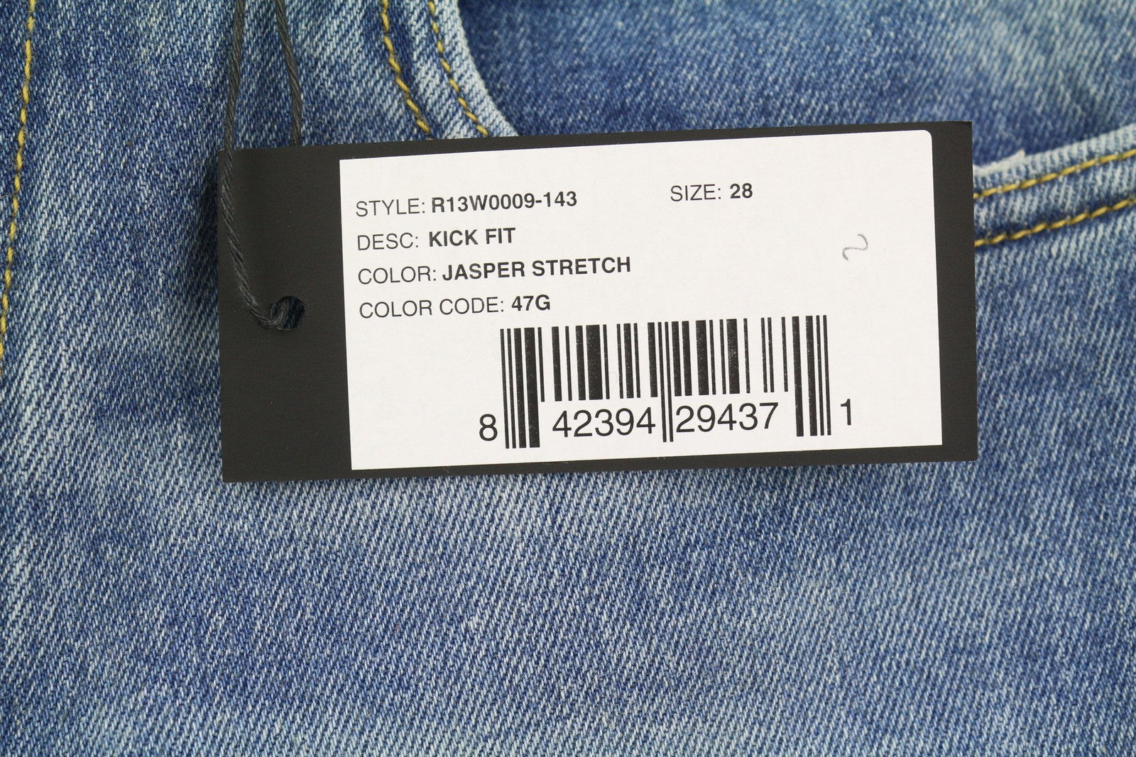 R13 Kick Fit Women's Jeans 28 Jasper Stretch Faded Cropped Blue PS26