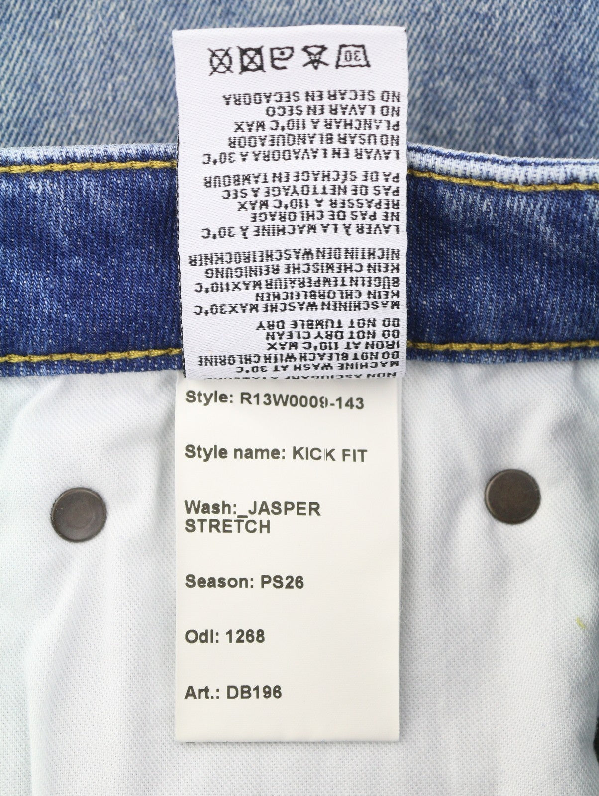 R13 Kick Fit Women's Jeans 29 Jasper Stretch Whisker Crop Blue PS26