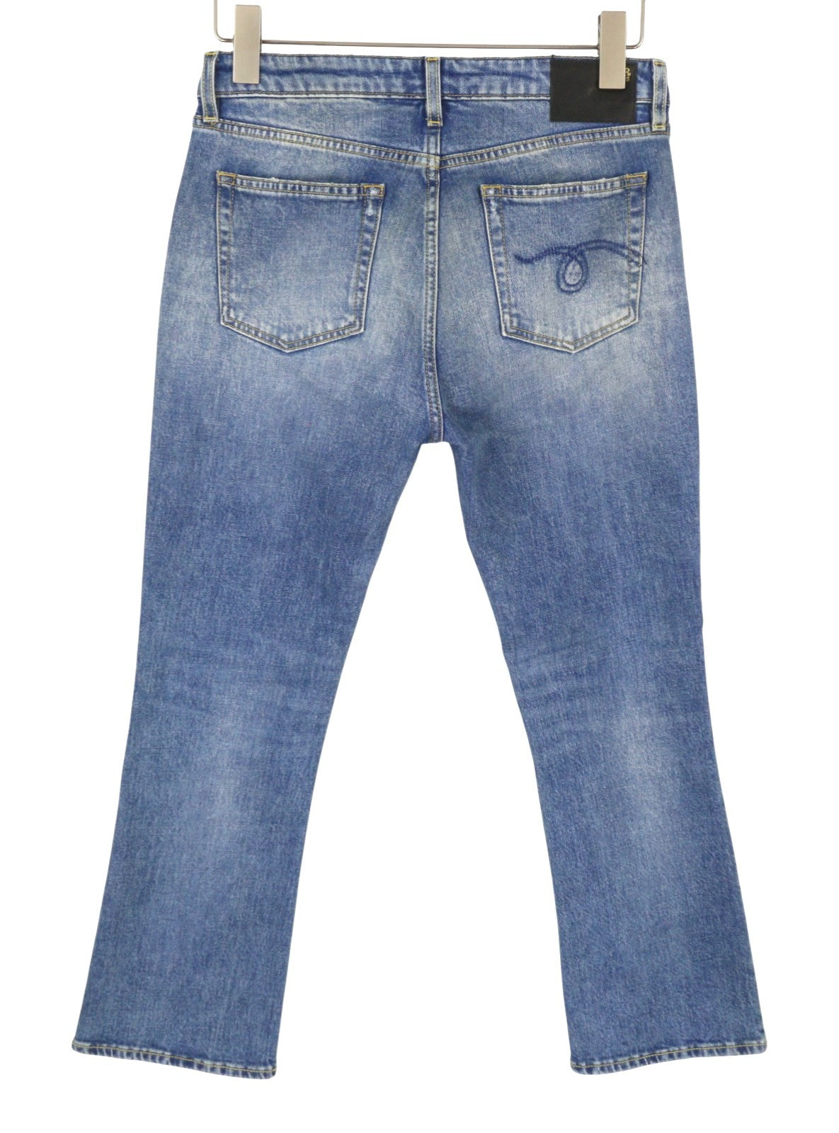 R13 Kick Fit Women's Jeans 29 Jasper Stretch Whisker Crop Blue PS26
