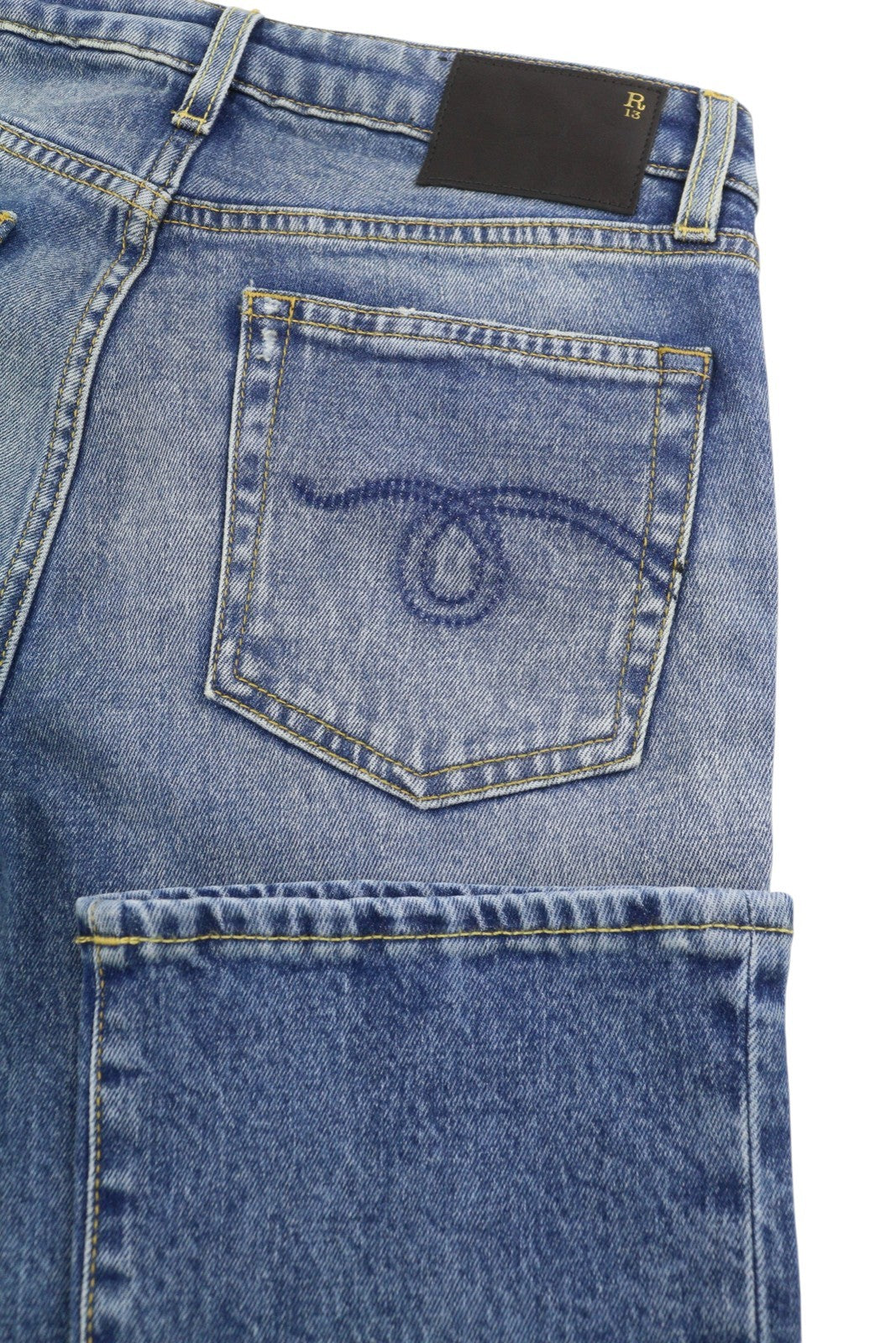 R13 Kick Fit Women's Jeans 26 Jasper Stretch Cropped Faded Blue PS26