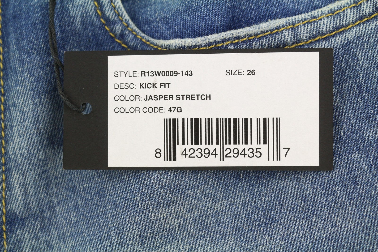 R13 Kick Fit Women's Jeans 26 Jasper Stretch Cropped Faded Blue PS26