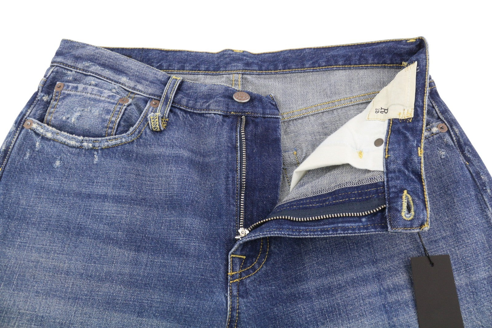 R13 D'Arcy Loose Men's Jeans 32 Oasis Blue Wide Distress Faded PS26