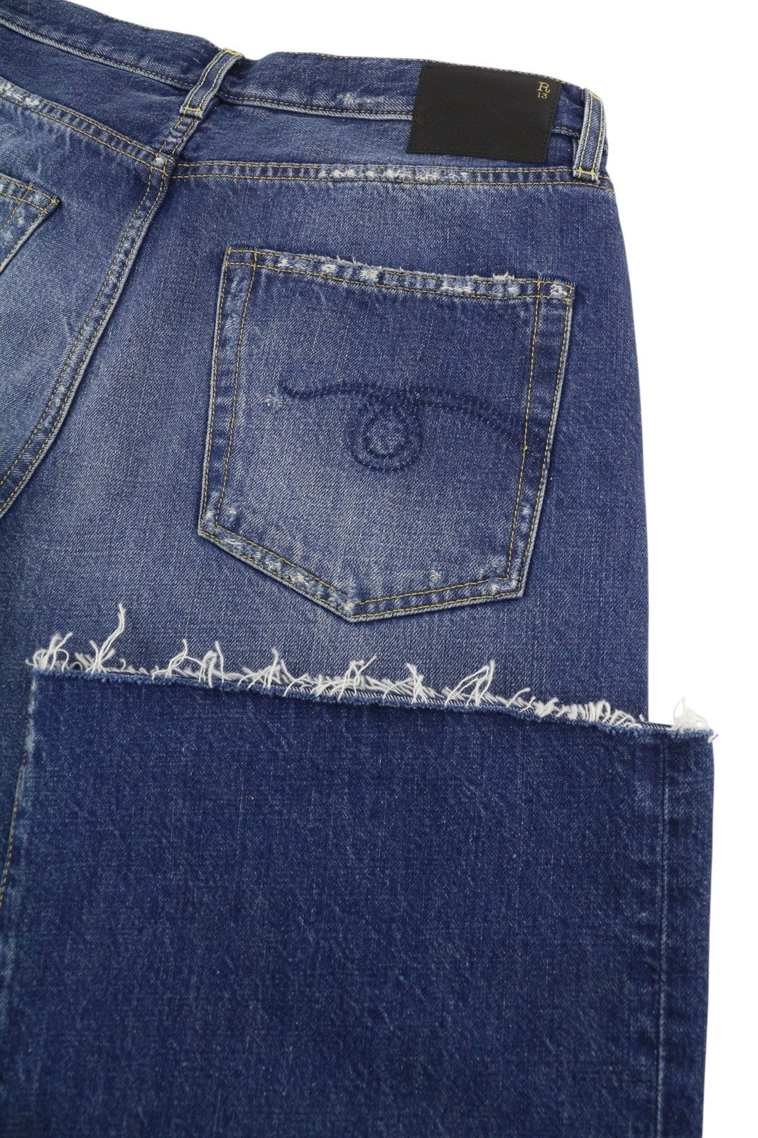 R13 D'Arcy Loose Men's Jeans 32 Oasis Blue Wide Distress Faded PS26