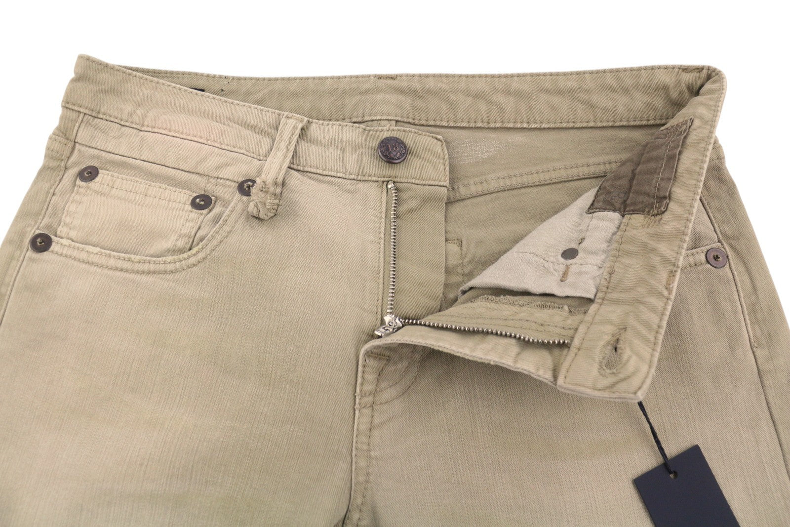 R13 Boy Straight Women's Jeans 27 Pebble Stretch Beige Cropped Faded