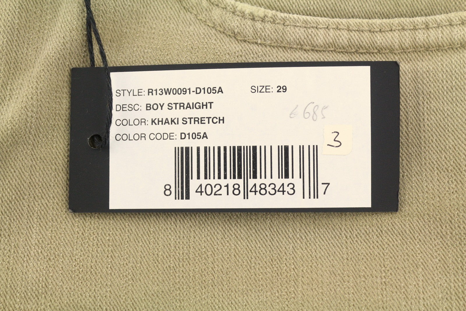 R13 Boy Straight Women's Jeans 27 Pebble Stretch Beige Cropped Faded