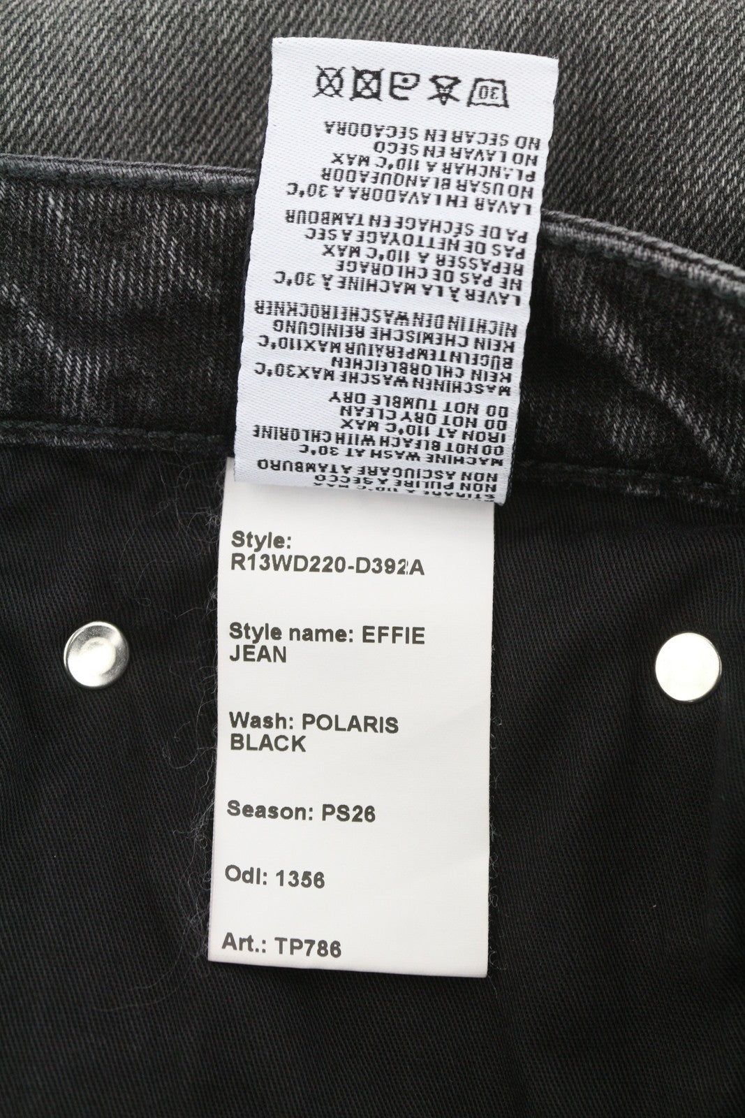 R13 Effie Women's Jeans 27 Polaris Black Faded Whiskers PS26 RRP850