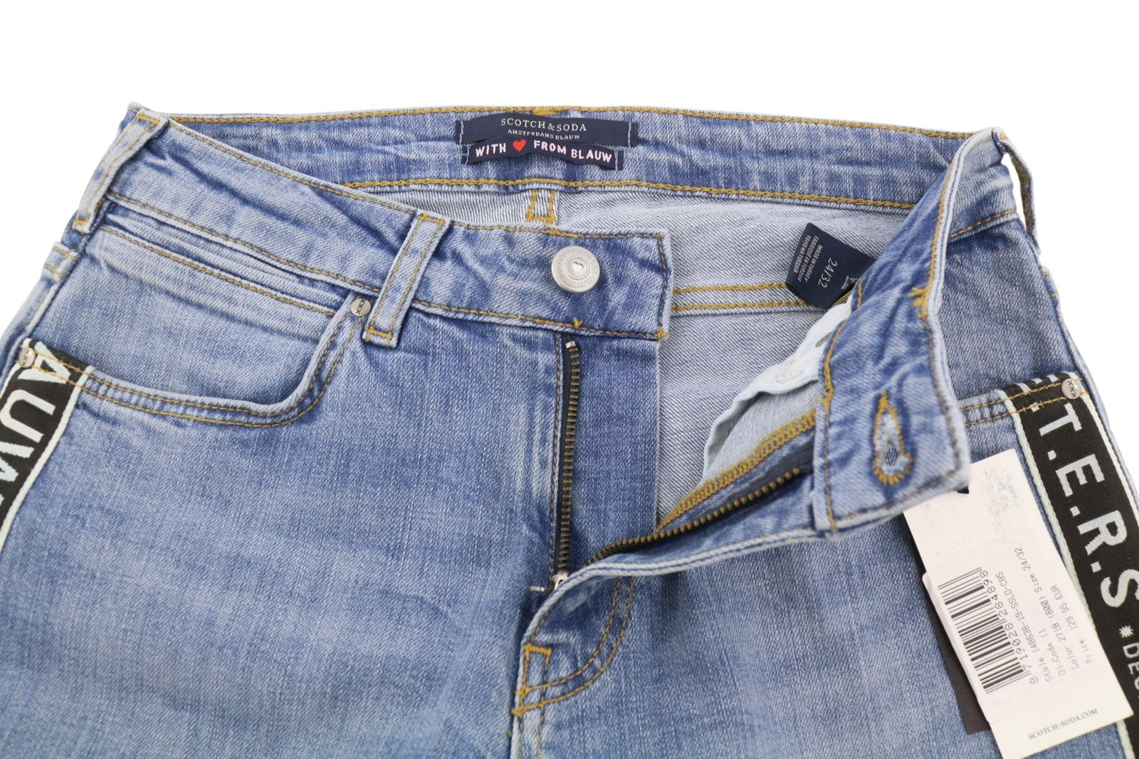 SCOTCH & SODA Women's Jeans W24/L32 Blue Petite Slim Boyfriend Faded