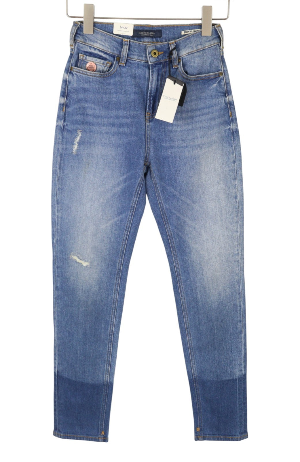 SCOTCH & SODA High Five Women's Jeans W24/L32 Blue High Rise Cropped Boyfriend
