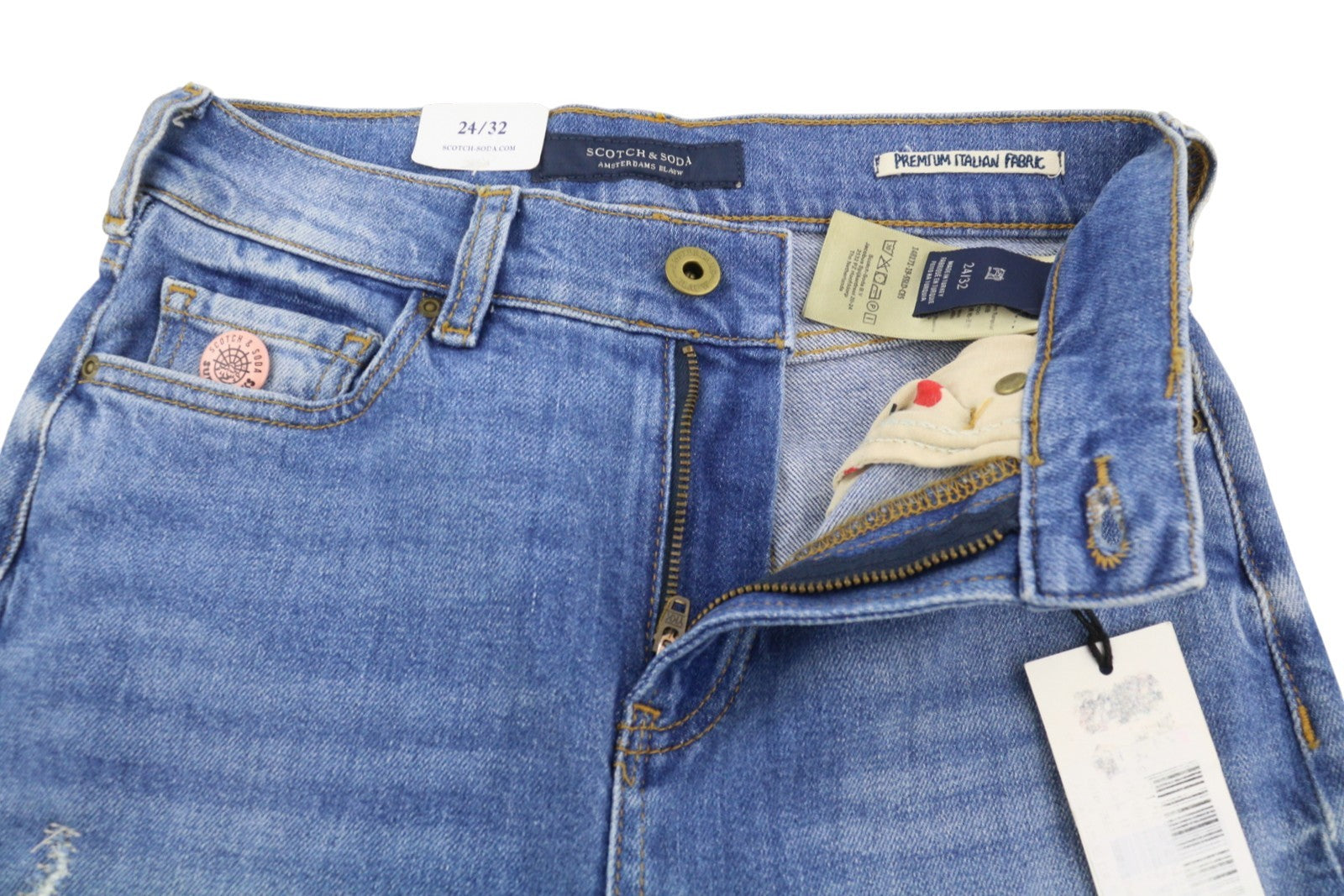 SCOTCH & SODA High Five Women's Jeans W24/L32 Blue High Rise Cropped Boyfriend